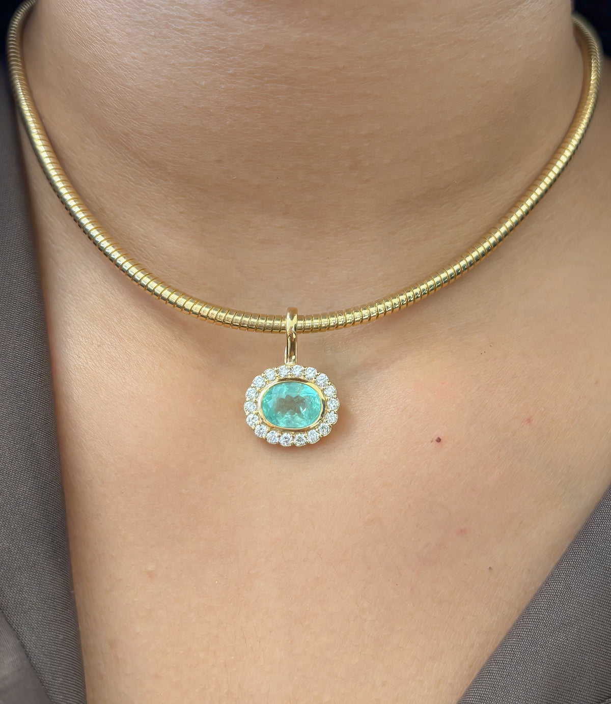Paraiba Tourmaline Diamond Pendant