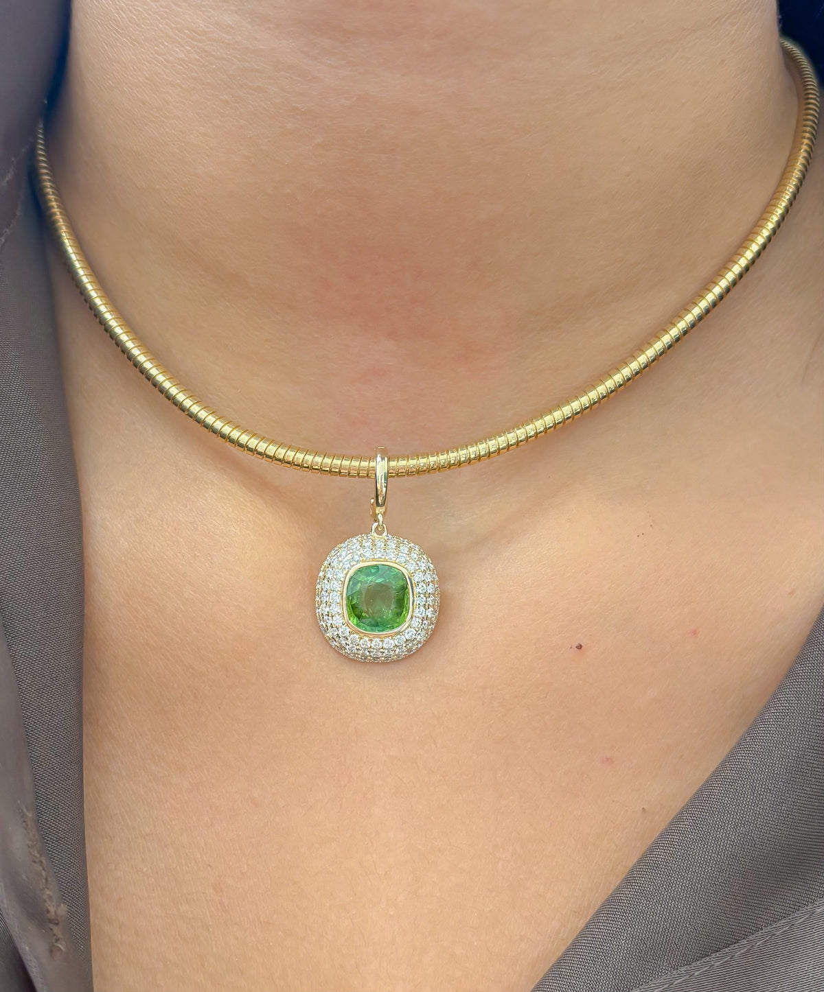 Tourmaline Mix Diamond Pendant
