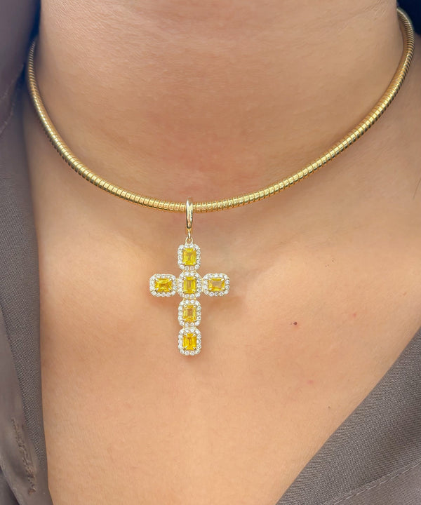 Yellow Sapphire Diamond Pendant