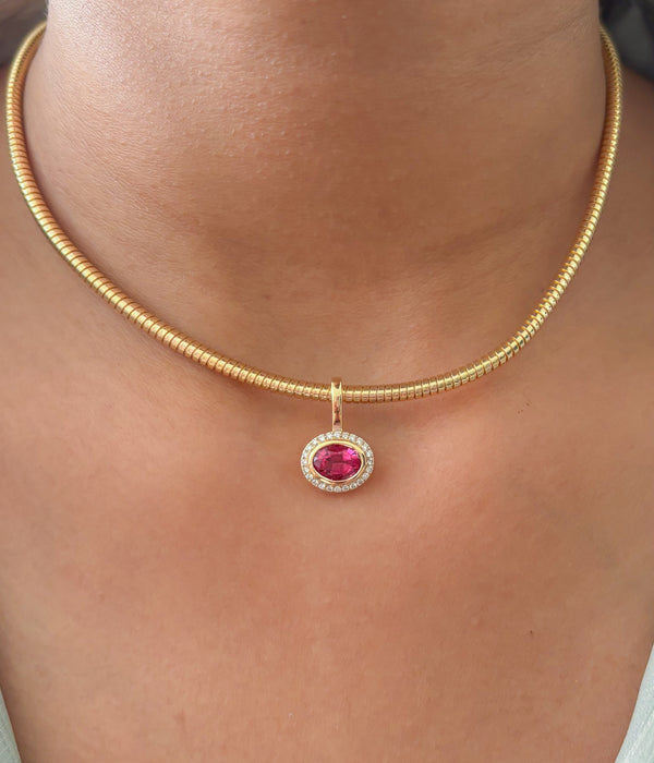 Rubellite Diamond Pendant