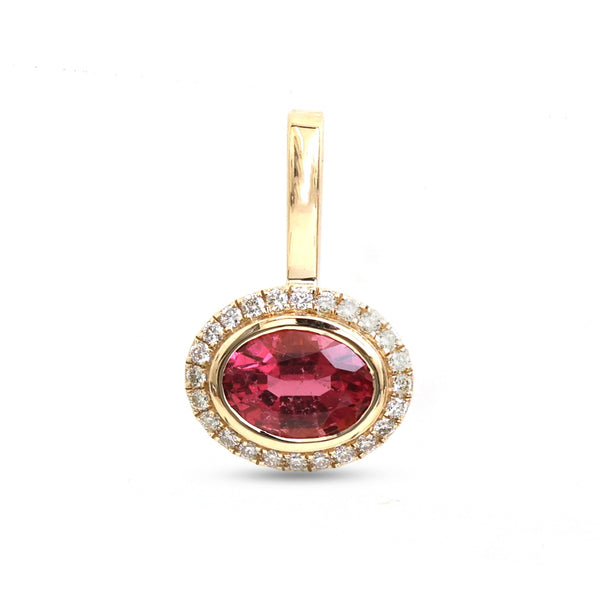 Rubellite Diamond Pendant