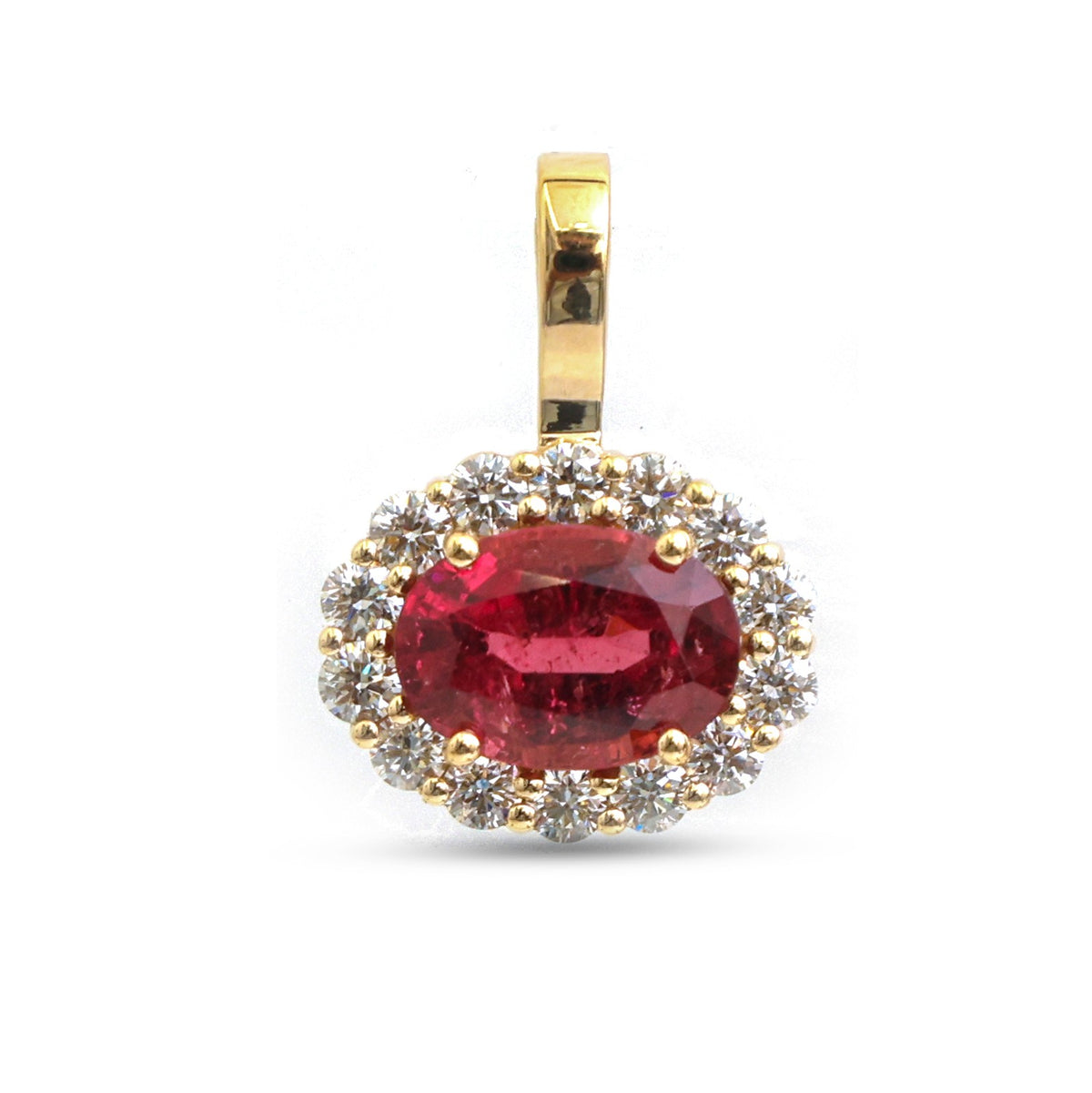 Rubellite Diamond Pendant