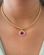 Rubellite Diamond Pendant