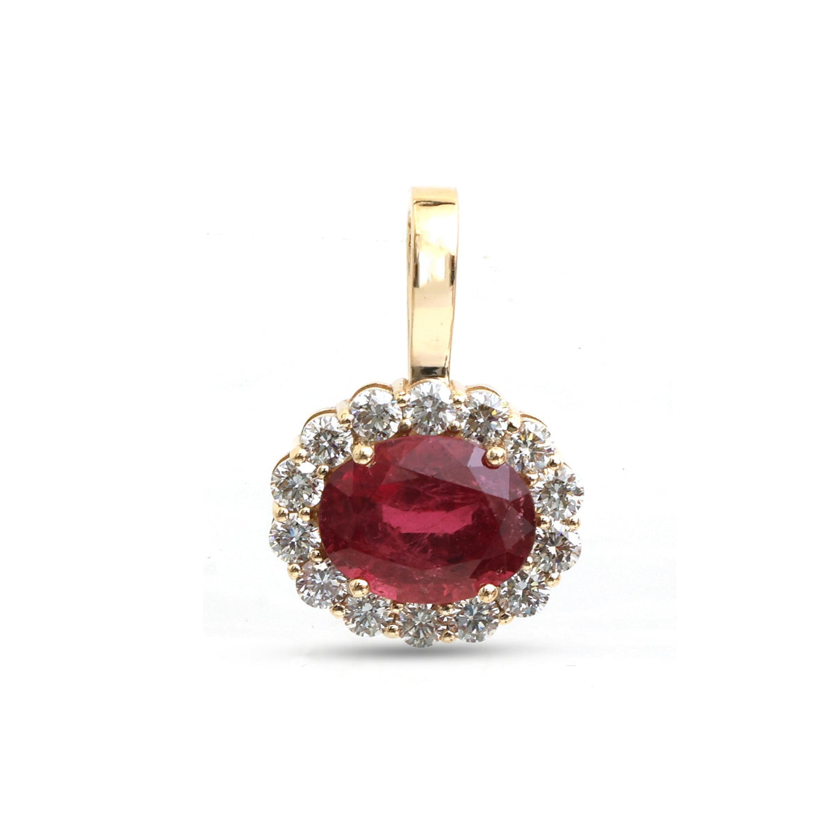 Rubellite Diamond Pendant