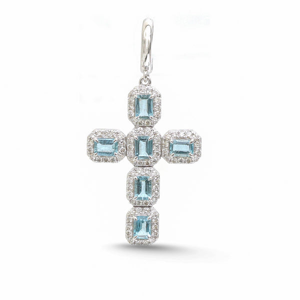 Aquamarine Diamond Pendant