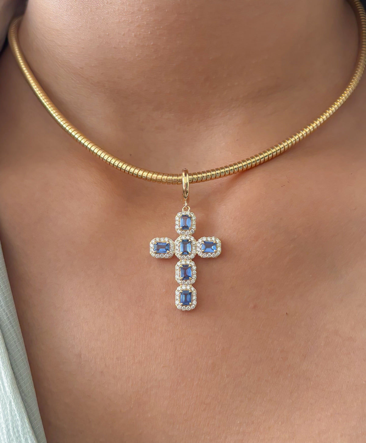 Blue Sapphire Diamond Pendant