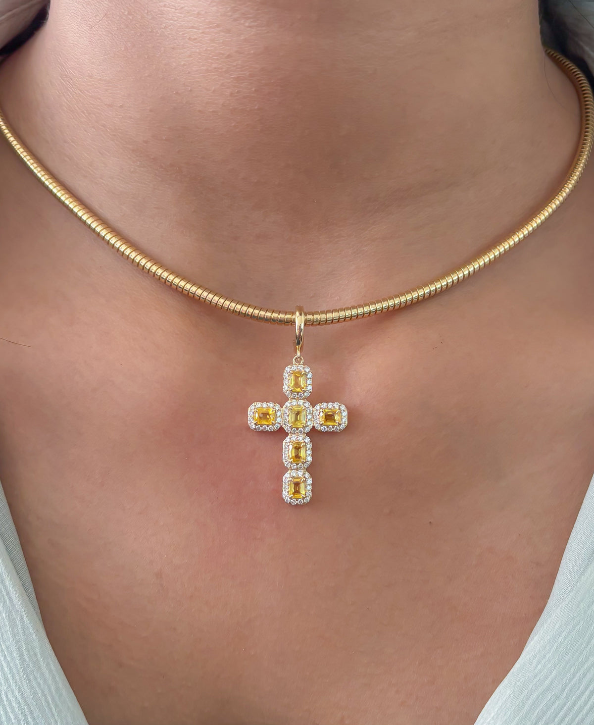 Yellow Sapphire Diamond Pendant