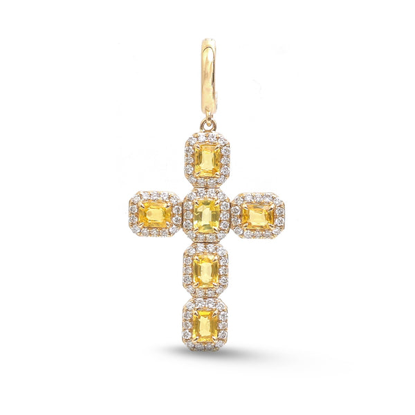 Yellow Sapphire Diamond Pendant