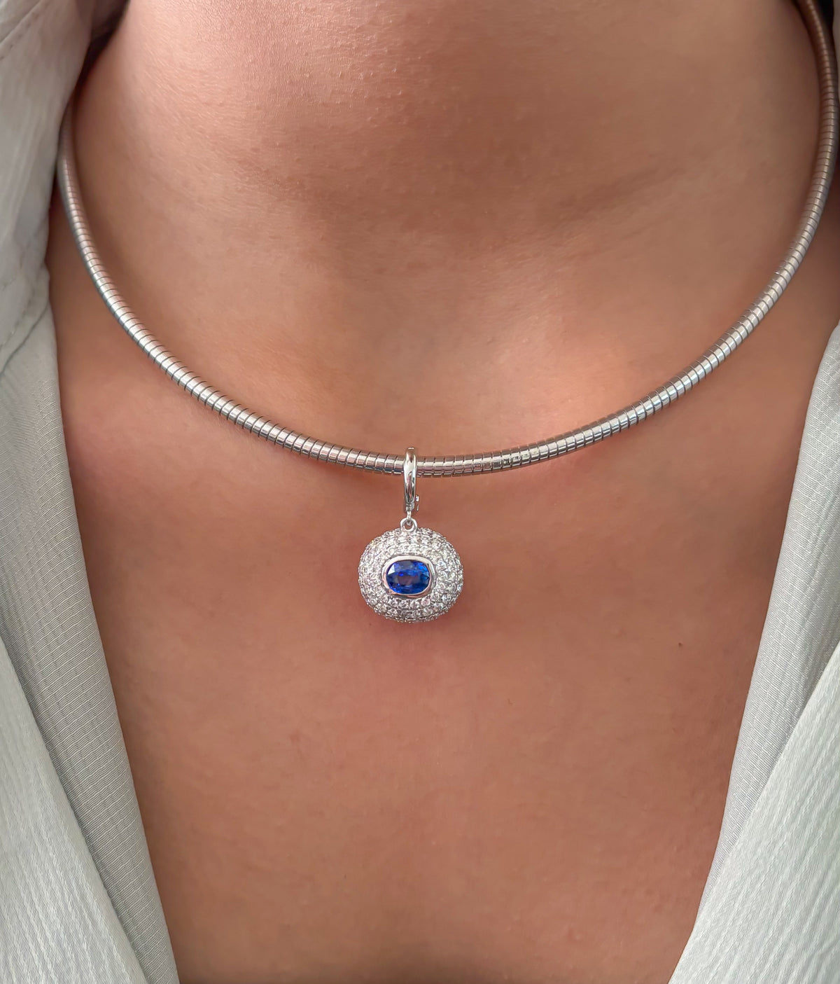 Blue Sapphire Diamond Pendant