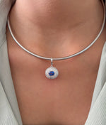 Blue Sapphire Diamond Pendant