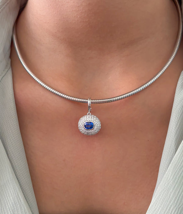 Blue Sapphire Diamond Pendant