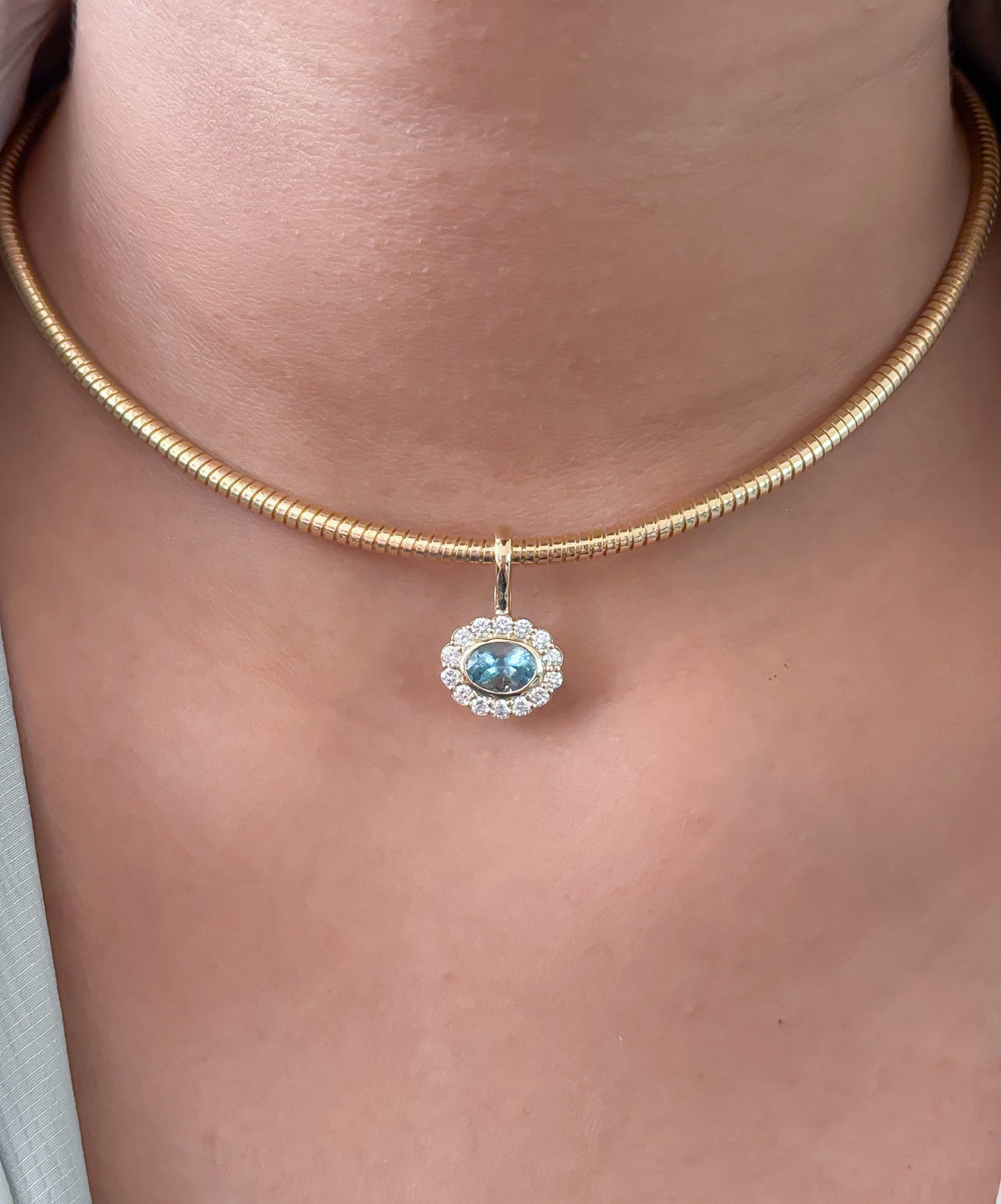 Aquamarine Diamond Pendant