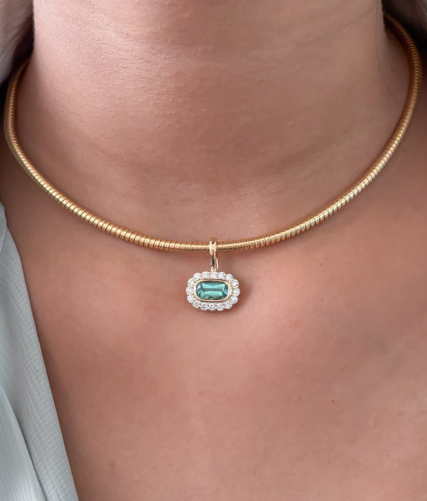 Tourmaline Mix Diamond Pendant