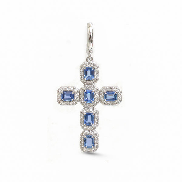 Blue Sapphire Diamond Pendant