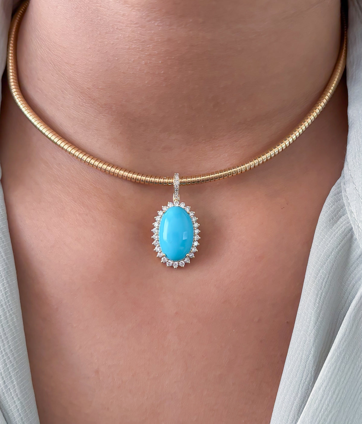 Turquoise Diamond Pendant