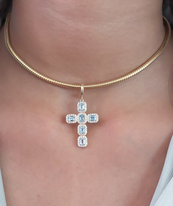 Aquamarine Diamond Pendant