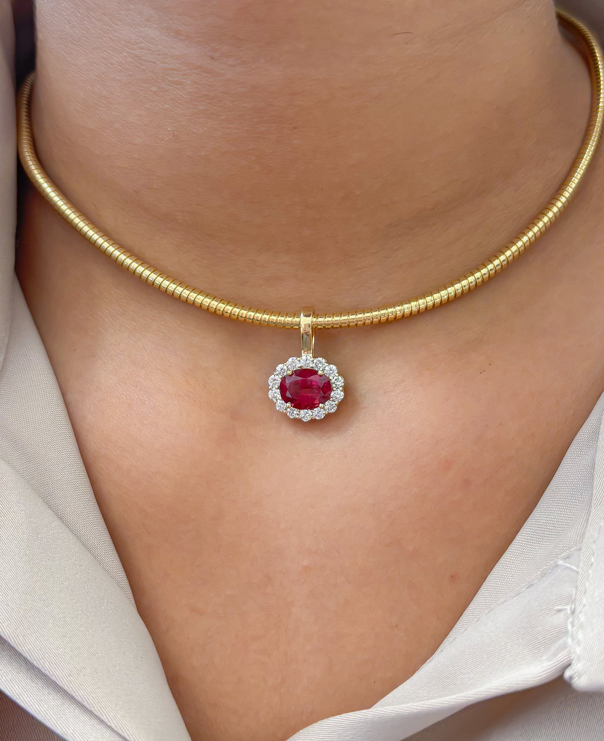 Rubellite Diamond Pendant