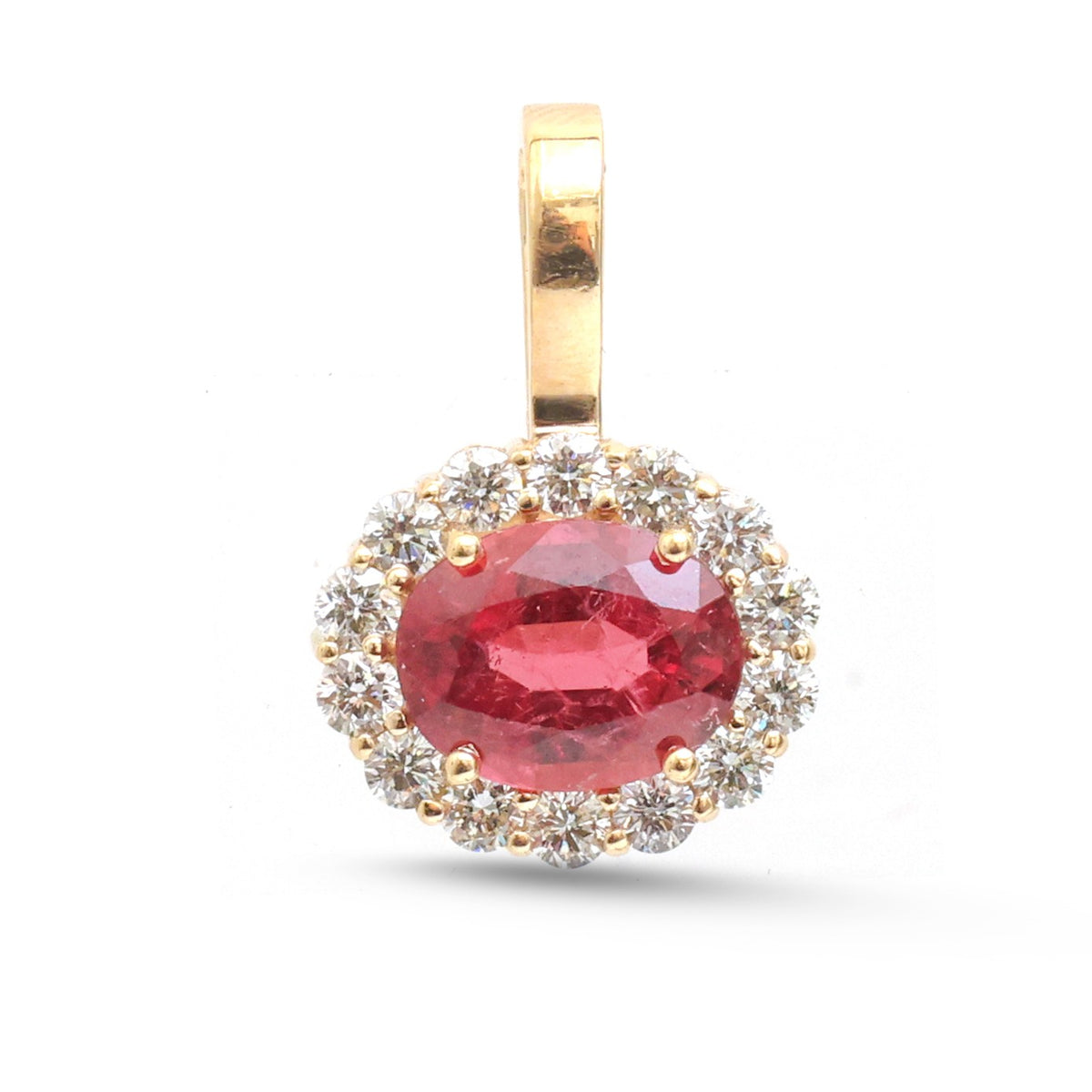 Rubellite Diamond Pendant