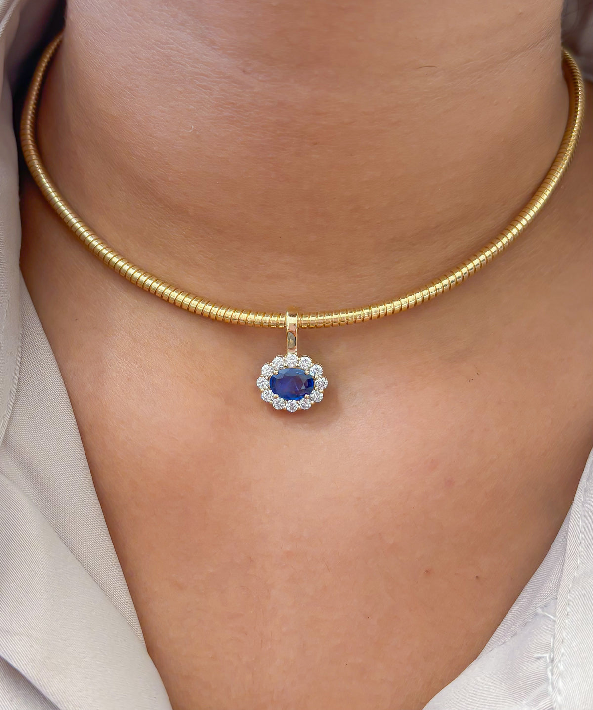 Blue Sapphire Diamond Pendant