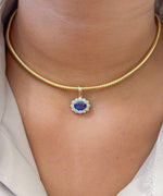 Blue Sapphire Diamond Pendant
