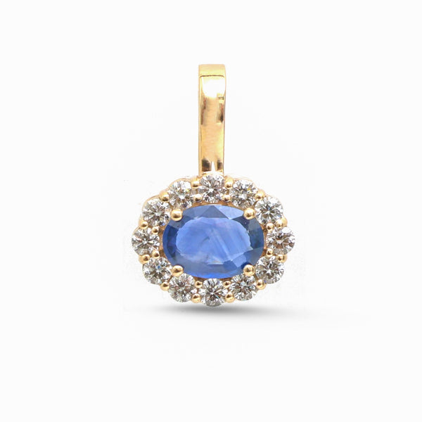 Blue Sapphire Diamond Pendant
