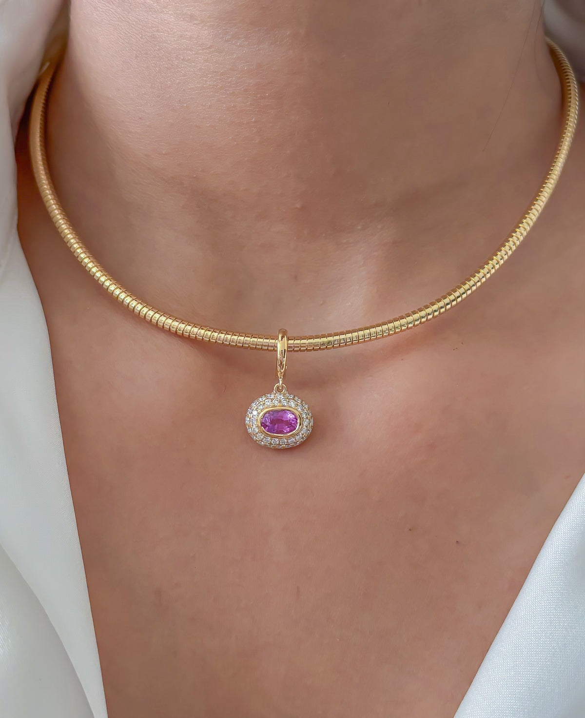 Pink Sapphire Diamond Pendant