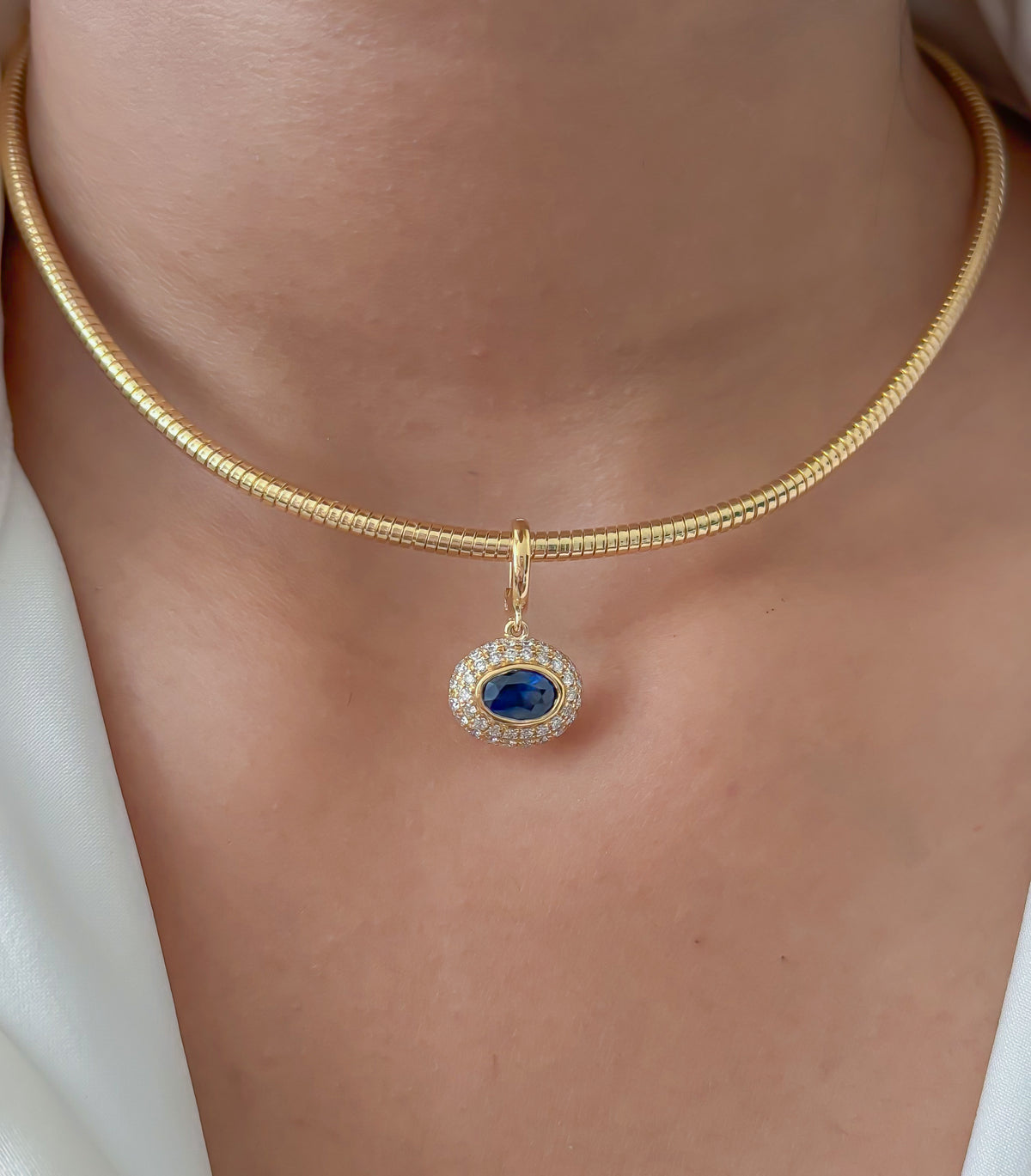 Blue Sapphire Diamond Pendant