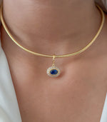 Blue Sapphire Diamond Pendant