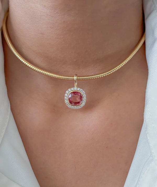 Tourmaline Mix Diamond Pendant