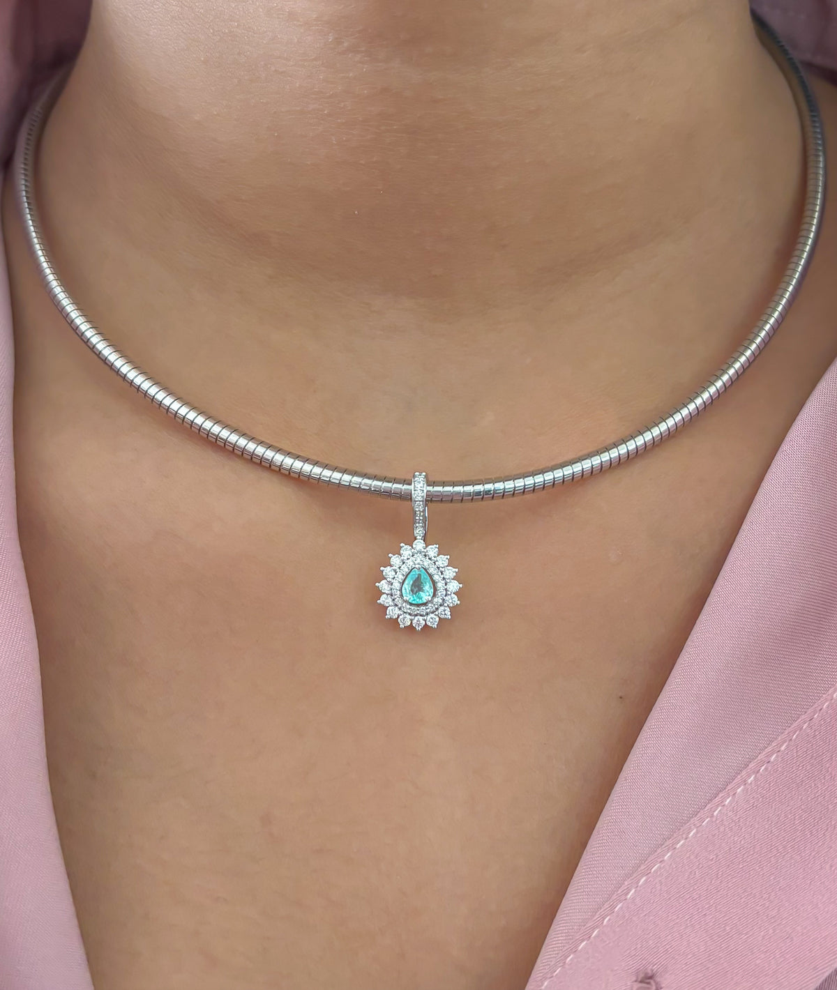 Diamond Paraiba Tourmaline Pendant