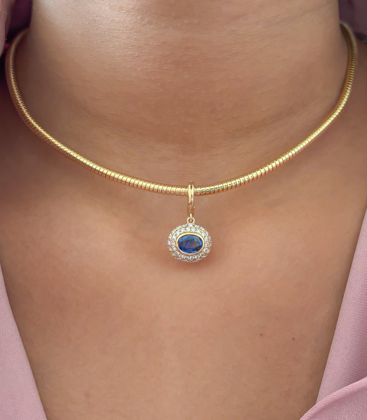 Blue Sapphire Diamond Pendant