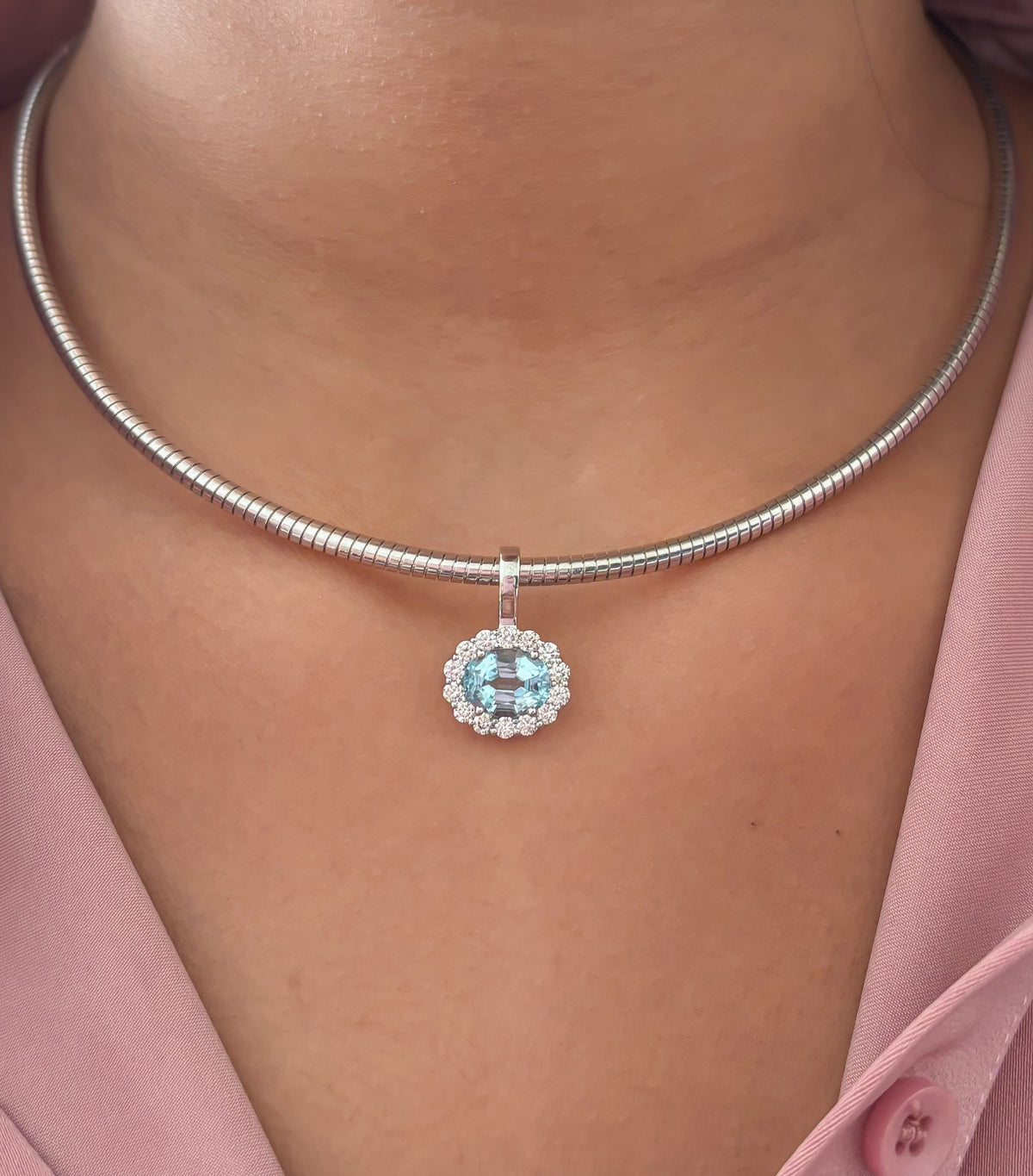 Aquamarine Diamond Pendant