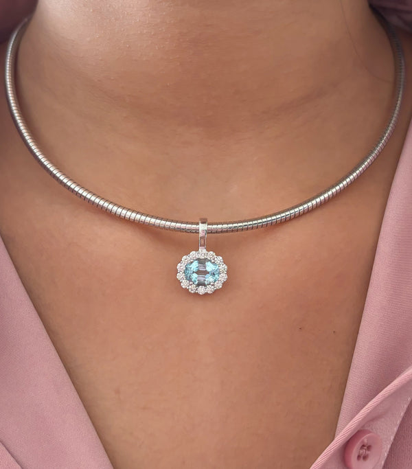 Aquamarine Diamond Pendant