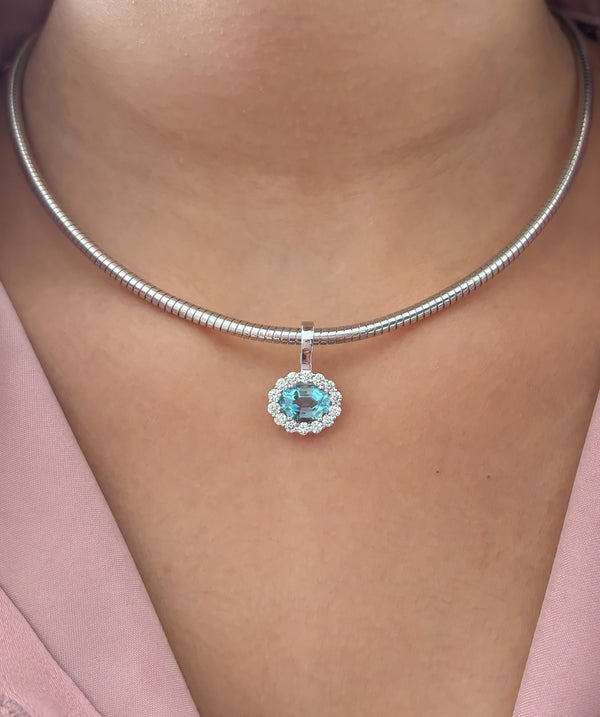 Aquamarine Diamond Pendant
