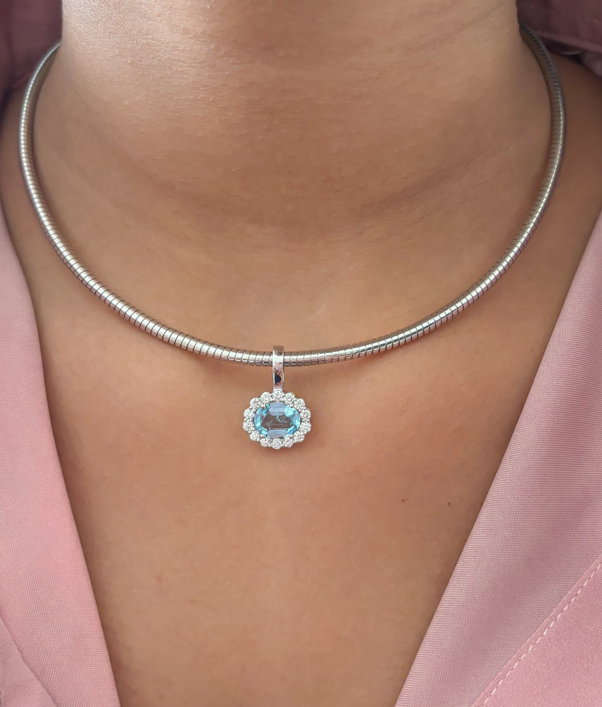 Aquamarine Diamond Pendant