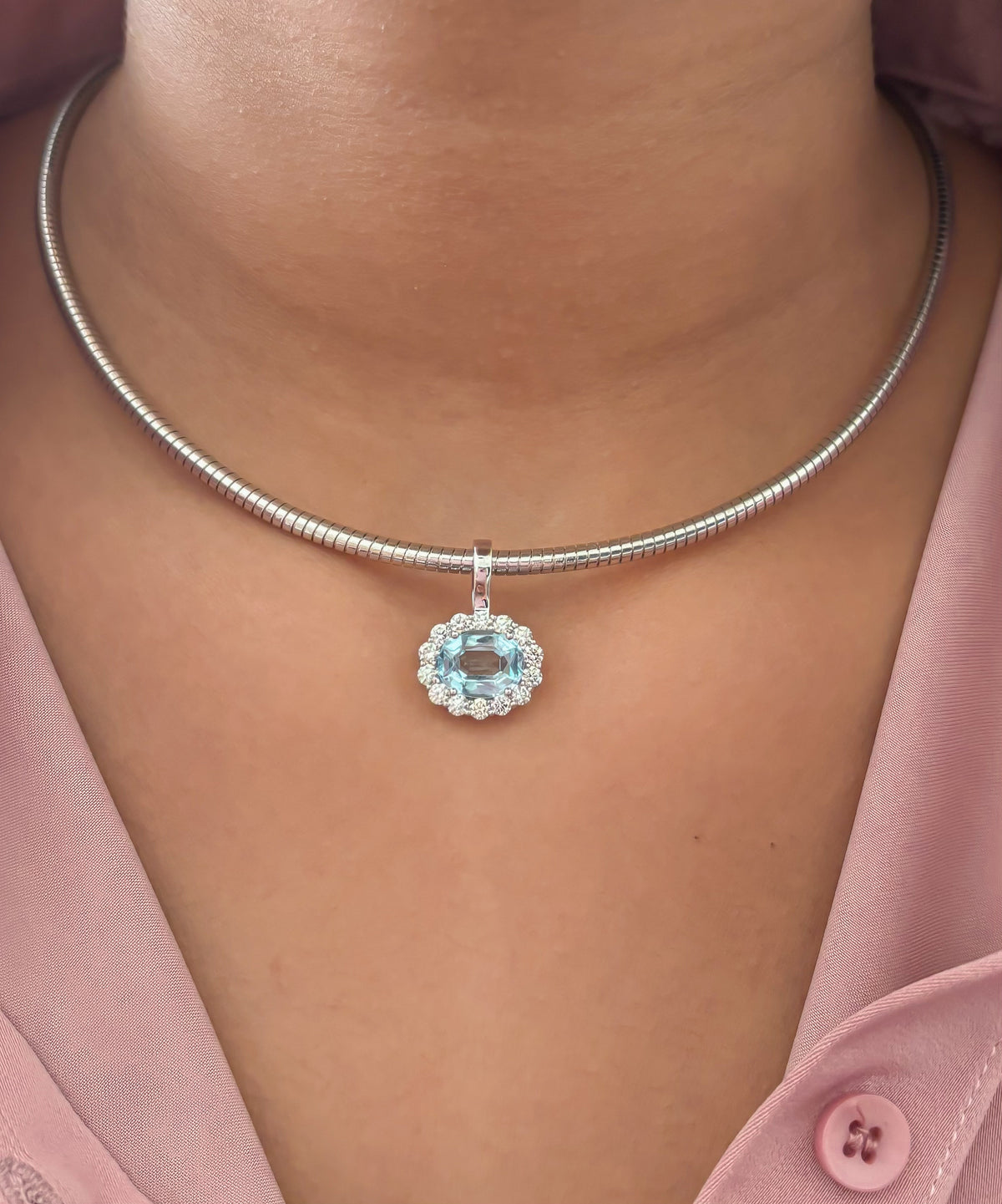 Aquamarine Diamond Pendant