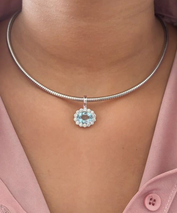 Aquamarine Diamond Pendant