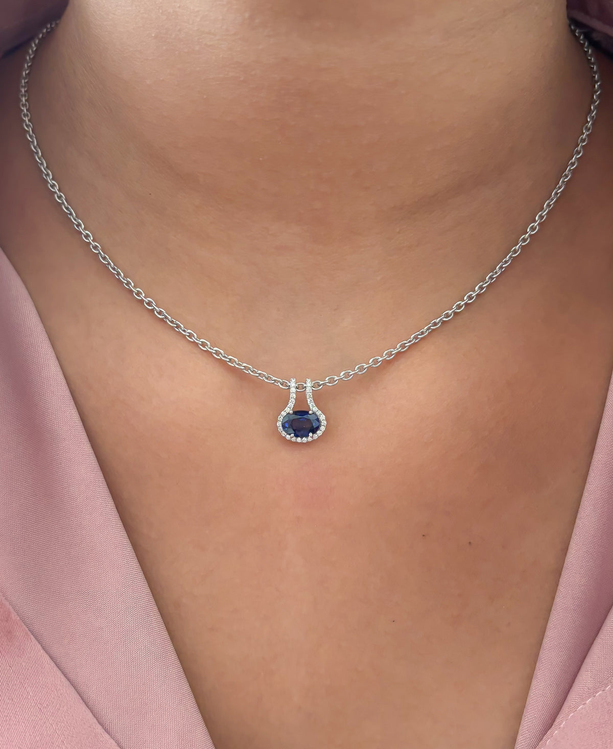 Blue Sapphire Diamond Pendant