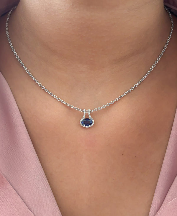 Blue Sapphire Diamond Pendant