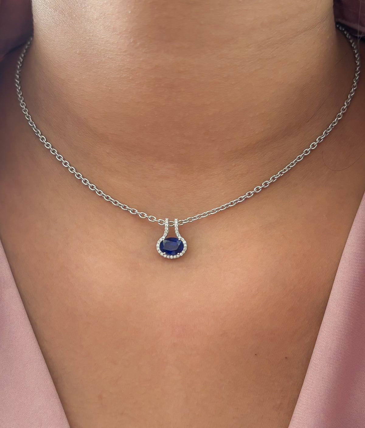 Blue Sapphire Diamond Pendant