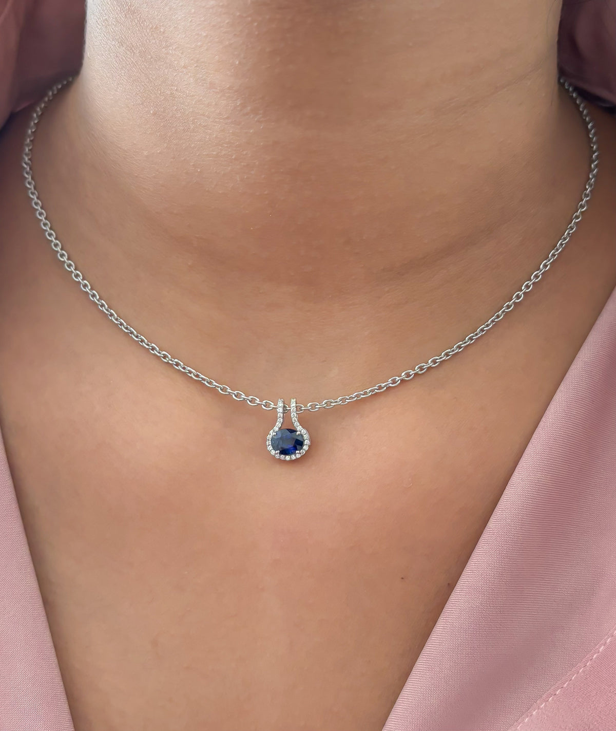 Blue Sapphire Diamond Pendant