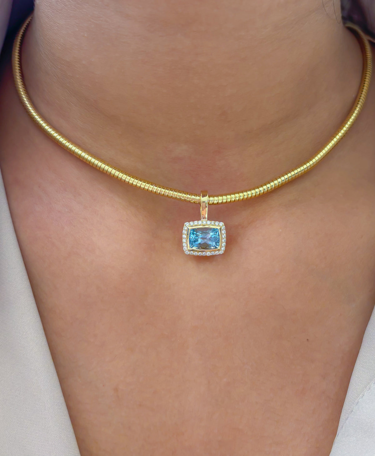 Aquamarine Diamond Pendant