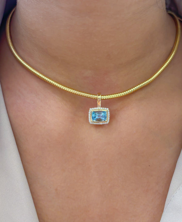 Aquamarine Diamond Pendant