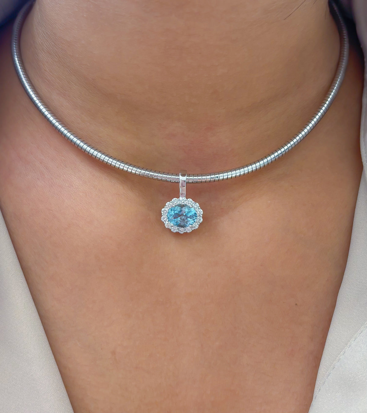 Aquamarine Diamond Pendant
