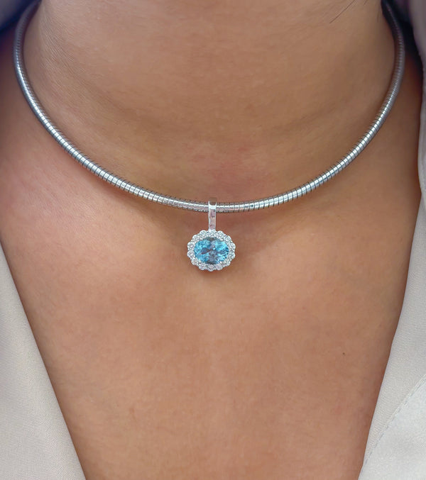 Aquamarine Diamond Pendant