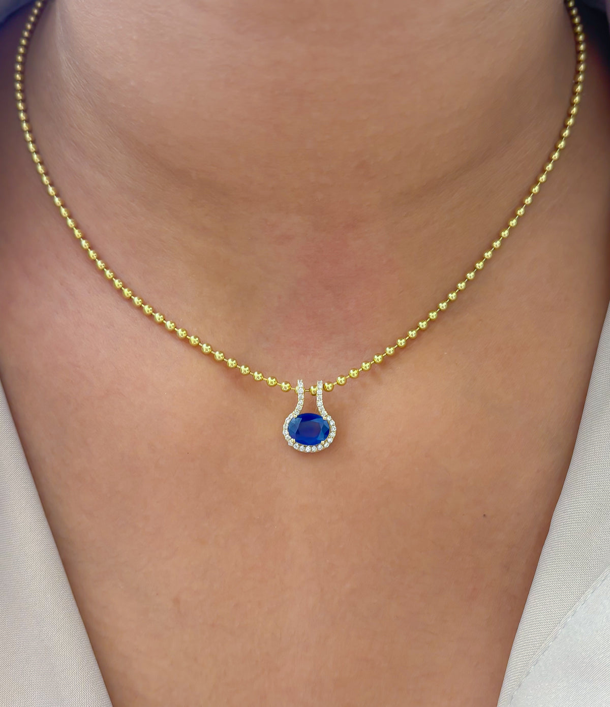 Blue Sapphire Diamond Pendant