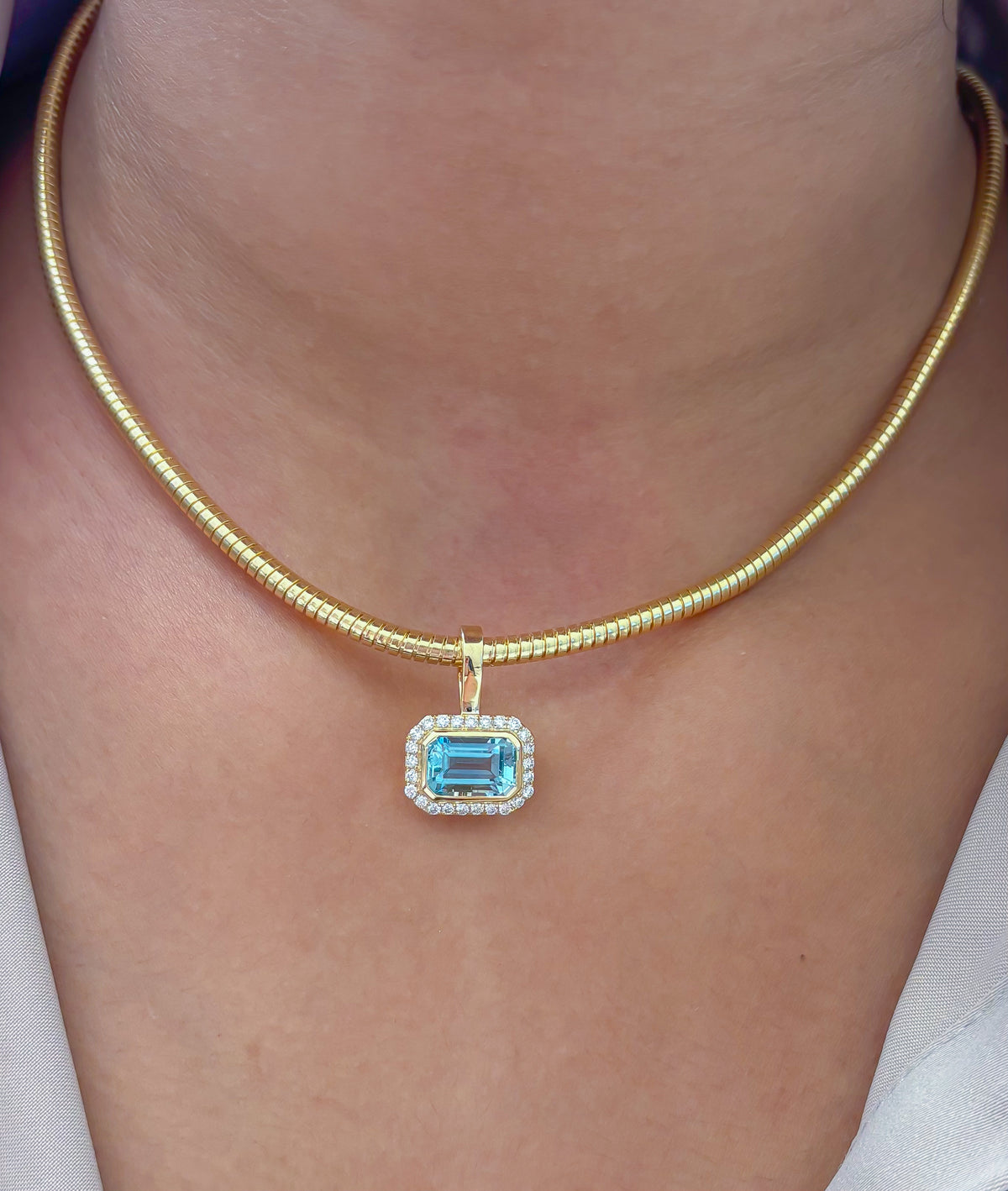 Aquamarine Diamond Pendant