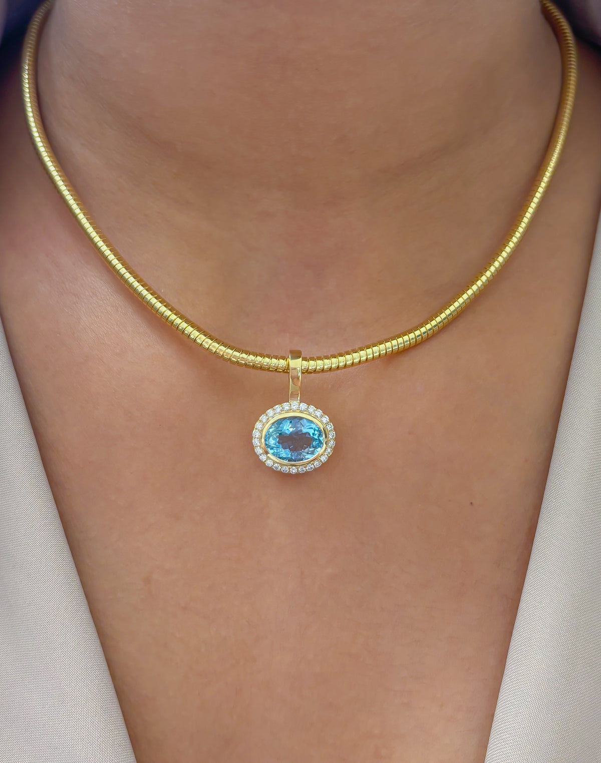 Aquamarine Diamond Pendant