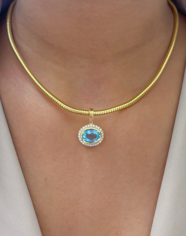 Aquamarine Diamond Pendant
