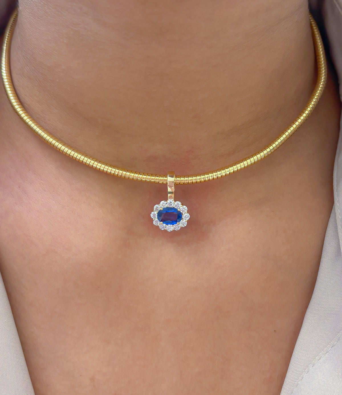 Blue Sapphire Diamond Pendant